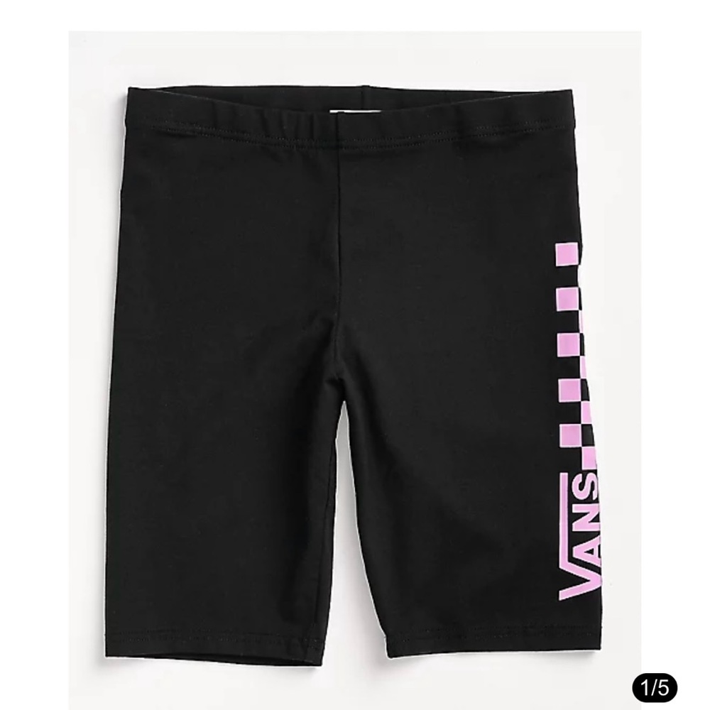 Vans Black Shorts with Pink Checkered Design Women’s Medium